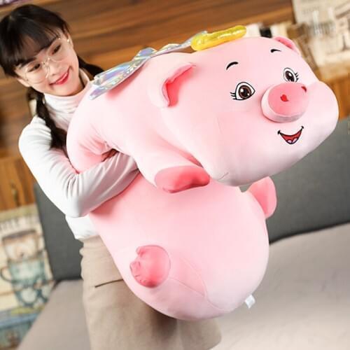 60-100cm Lovely Angel Pig Toys Stuffed Kawaii Animal Plush Toys for Children Soft Cartoon Bed Pillow Valentine Gift for Girls