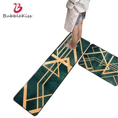 Bubble Kiss Carpet Nordic Green Metallic Gold Lines Design Kitchen Rug Carpets For Living Room Dining Table Decor Home Door Mat