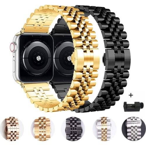 Stainless Steel Link Strap for Apple Watch Band 44mm 40mm 38mm 42mm Metal Bracelet for IWatch Series Bands 6 SE 5 4 3 Wristband
