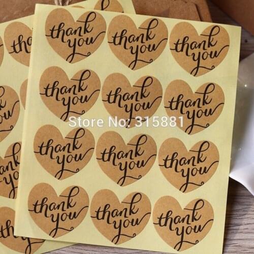 Heart Thank You Stickers,DIY Cake Biscuit Candy Gift Box sticker,Invitation Stickers,Party Favor Envelope Stickers 120pcs