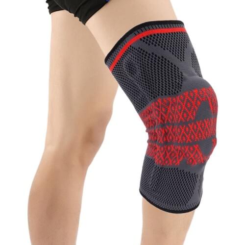 COYOCO Silicon Pad Spring Support Knee Brace 1 Pair Leg Arthritis Injury Knee Pad Warm Sleeve Black Red Pattern Meniscus Kneepad