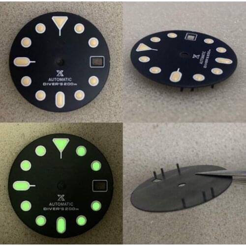 SKX007 SRPD79 28.5mm Brass Black Watch Dial Single Date or Double Date for NH35 Movement