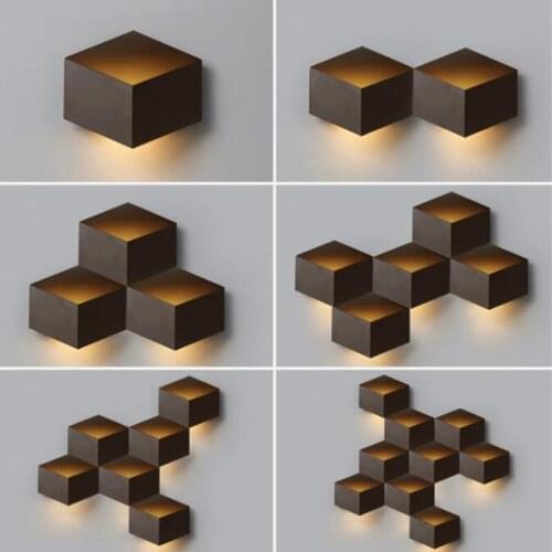 Modern LED Wall Lamp Creative Geometric Wall Light Bedroom Bedside minimalist Background Staircase Aisle Corridor Wall Sconce