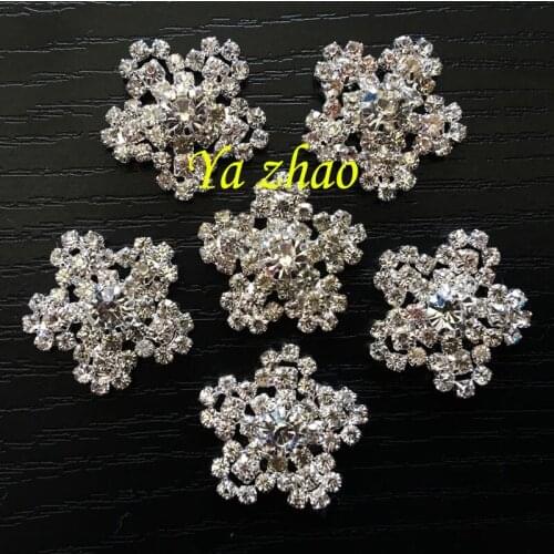 Rhinestone Metal Button Clear Crystal Wedding Buttons 40pcs/lot