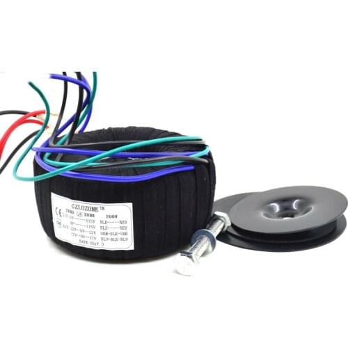 200W Black Cloth Toroid Transformer 200VA 2X115V For Amplifier 17V-0-17V 12V-0-12V
