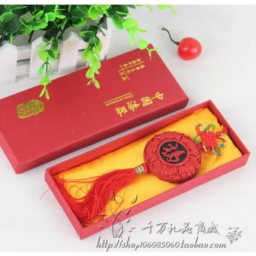 Beijing traditional lacquer carving lacquerware trumpet Chinese knot car pendant jewelry characteristic gifts home decoration