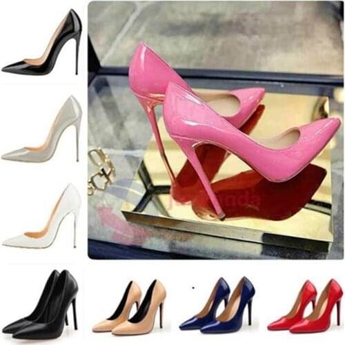 Shoes Woman High Heels Pumps 11cm Tacones Pointed Toe Stilettos Talon Femme Sexy Ladies Wedding Shoes Black Heels Big Size 35-44