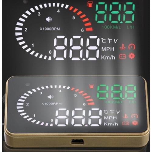 Smart car head up display OBD2 X6 Golden design Overspeed Alarm 3 inch HD Fuel consumption Digital Voltage ometer HUD