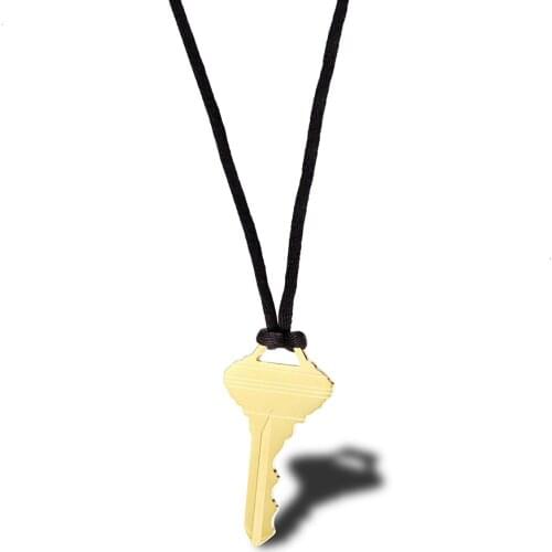 RIR Stainless Steel Vintage Hand-made Key Necklace Golden Good Luck Key Accessories Industrial Jewelry Men And Women Gifts