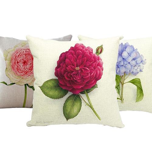 Vintage Linen Flower Print Throw Cushion Case Home Decoration Pillow Case Cover Throw Pillow Case Cushion Cover Pillowcase