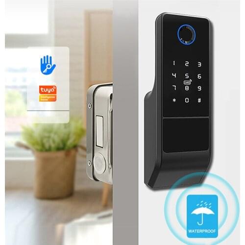 Waterproof Outdoor Smart IP65 Fingerprint Door Lock Digital IC Card Rim Electronic Knob