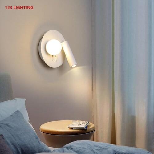 Rotatable 2 Lights LED Wall Lamp Bedroom Bedside Wall Lights Living room Corridor Wall Sconce White Body Reading Lamp Home Light