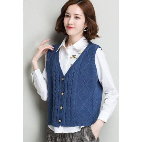 Woman Jacket Vest Sweater Vest Womens Short Autumn Wear V-neck Wool Vest Sleeveless Knitwear Top Chaleco Mujer