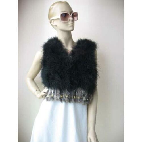 Womens Winter Genuine Real Ostrich Feather Fur Vest Coat Brown Black