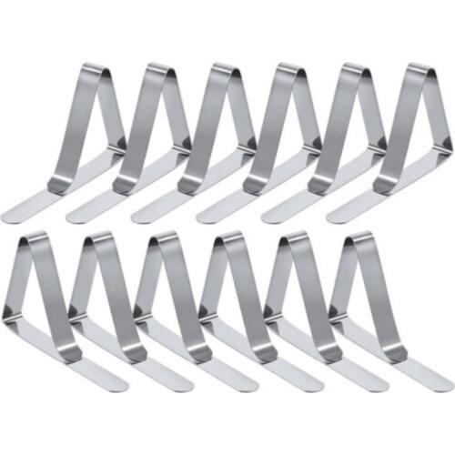 12pcs Desk Table Cloth Tablecloth Cover Clip Clamp Holder Party Stainless Steel Tables Cover Clips Holder Clamps Party Tool