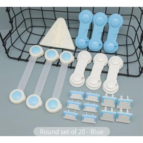 20pcs/set 4 Colors Childrens Cartoon Multifunction Safety Locks Prevent Pinching Drawer&refrigerator&door Locks For Baby Kids