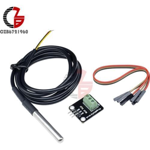 3V-5.5V DS18B20 Waterproof Temperature Sensor Probe Module DIY KIT Plugable Terminal Adapter with Cable for Arduino Raspberry Pi