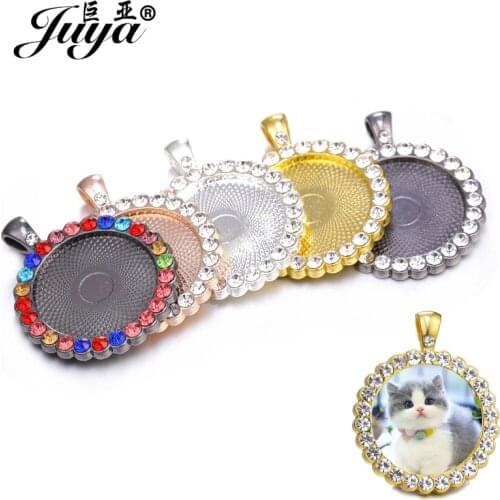 60PCS 25mm Pendant Base Cabochon Cameo Rhinestone Bezel Blank Alloy Tray For Necklaces Keychains DIY Jewelry Making Components