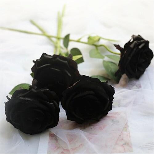 Black silk Rose real touch flowers latex Tulips flower Artificial Bouquet Fake flower bridal bouquet decorate flowers wedding