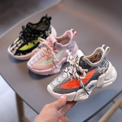 New Brand Cool Sports Sneakers Children Lace Up Soft Fashion Kids Casual Shoes Breathable Baby Girls Boys Toddlers Tennis