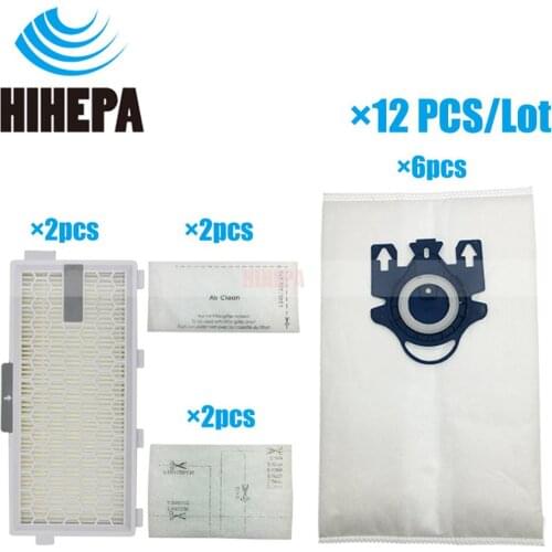 2pcs HEPA Filters & 6pcs Dust Bags & 4 Felt Filters for Miele AirClean S4 S5 S6 S8 Series Vacuum Cleaner Replacement Parts