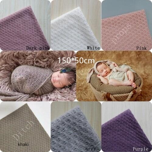 150 * 50 cm newborn photography props, knitted fabric envelope photography background, baby blanket, newborn basket filler