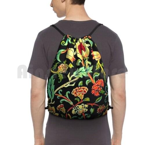 William Morris Sunflower Floral Wallpaper Backpack Drawstring Bags Gym Bag Waterproof William Morris Sunflower Floral