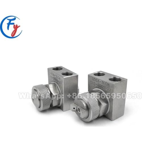 Chemical spraying fine misting flat spray air atomizing nozzle, steel coating and post treatment pneumatic air atomizing nozzle