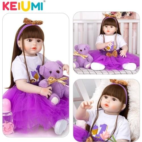 KEIUMI 23 Inch Princess Sweet Sugar Design Reborn Baby Dolls Full Silicone Body Reborn Bebe Toys For Children Birthday Gifts