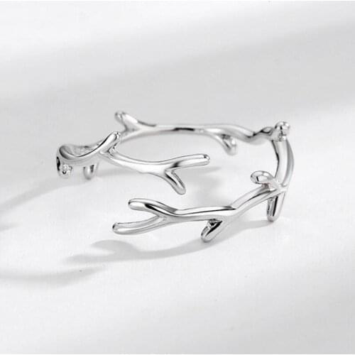 KOFSAC Bohemian Vintage Silver Color Branches Antlers Rings for Women Bijoux Gift Female Adjustable Size Finger Rings Wholesale
