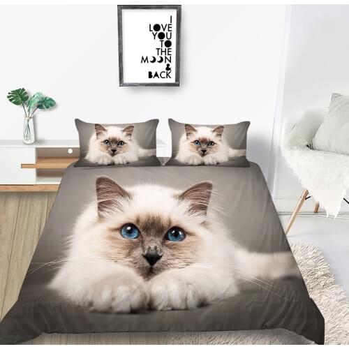 Cat Plus Bedding Set King Lovely Beautiful 3D Duvet Cover Cute Pet Queen Twin Full Single Double Comfortable Bed Set