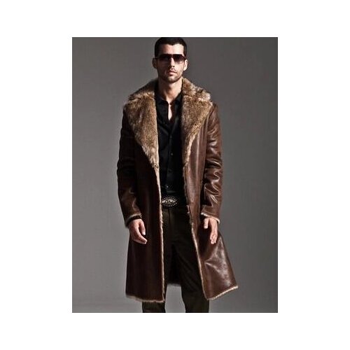 Brown warm faux fox fur rabbit fur coat mens leather jacket men coat villus winter loose thermal Wear on both sides outerwear
