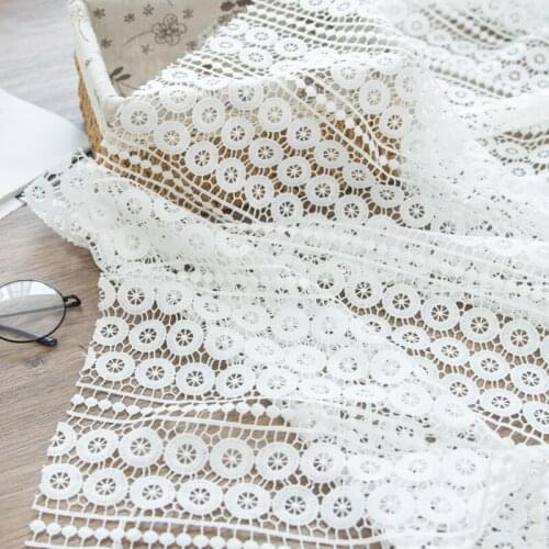 High quality lace fabric White hollowed out embroidery sewing Top grade dress, shirt, cheongsam patchwork