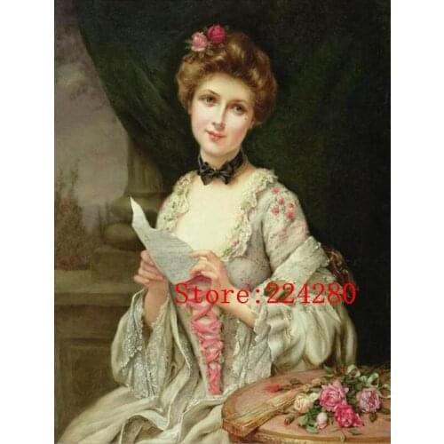 Lady oil painting Court elegance Art Needlework 14CT Canvas Unprinted Handmade Embroidery Cross Stitch Kits DIY Home Decor