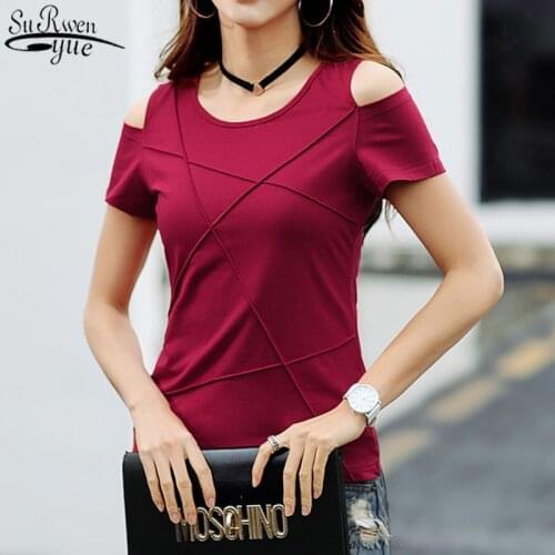 2021 Summer Fashion Womens Large Size Casual Short-sleeved Off-shoulder Slim and Cool Comfortable Women Clothing Tops 2298 50