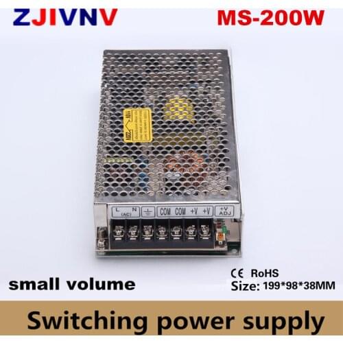 Mini/small size 200w switching power supply single output 5v 30a programmable ac/dcled smps 12v 15v 24v 27v 36v 48v, small volum