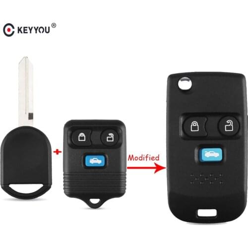 KEYYOU Modified 3 Buttons Flip Remote Key Shell Fob Case For FORD LINCOLN MERCURY Car Key