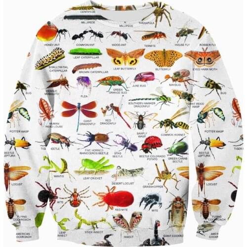 3D printing insect clothing men and women fashion casual long-sleeved sweatshirt hoodie zipper hoodie DWY012