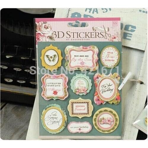 New Arrivals Fashion Dazzling 2sets/lot Colorful Blessings medal 3D Decorating Stickers Set DIY Photo Album Scrapbooking Kit