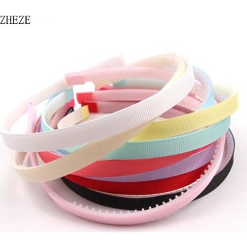 22pcs/lot NEW 10mm Ribbon Hairbands With Teeth For Girls Solid Plastic Hair Band Kids Satin Hair Hoop Headband Hair Accessories