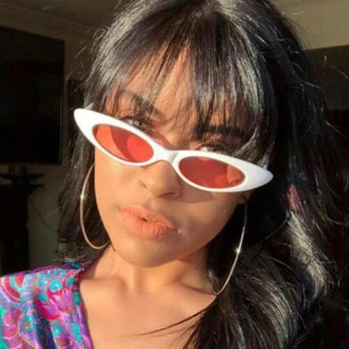 90S Personality Narrow Small Oval Sunglasses Luxury Designer Tiny Plastic Frame Eyeglasses Retro Sun Glasses Oculos De Sol UV400