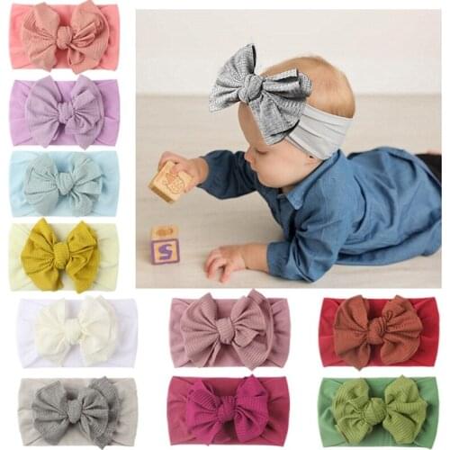 Solid Color Striped Bowknot Elastic Toddler Headband Comfortable Soft Nylon Hairband Kids Hair Accessories Clothing Decoration