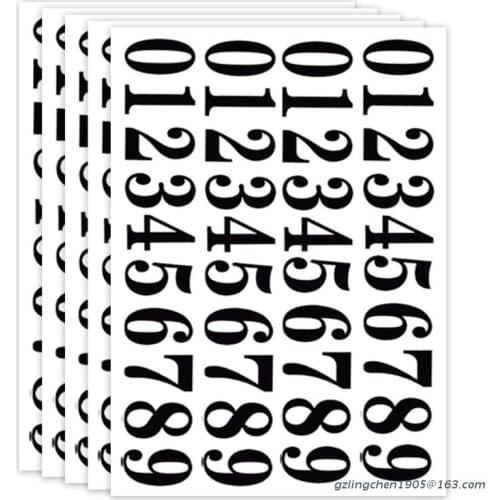 P8DE 5 Sheets Black Number Stickers Scrapbooking Embellishments Luggage Mobile Phone Child Helmet Computer Stickers,2 Inches