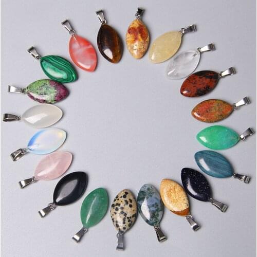 5pcs Oval-shaped natural stone pendants horse eyes shape beautiful attractive agates Aventurine Malachite necklace pendant women