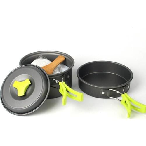 6pcs/set Portable 2-3 Persons Cookware Bowl Pot Spoon for Outdoor Camping Hiking Backpacking Travel Tableware Picnic Accessories