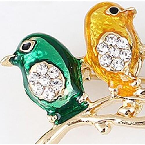 Birds Brooch Imitation Pearl Rhinestone Owl Crow Enamel Pin Crystal Animal Pin Vintage Alloy