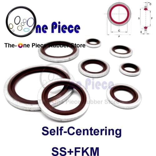 Self centering Bonded Seal SS+FKM /FPM Metric M6 /8/10/12/14/16/18/20/22/24/27/33/39/42/48 Washer Seal Gasket Dimensional series