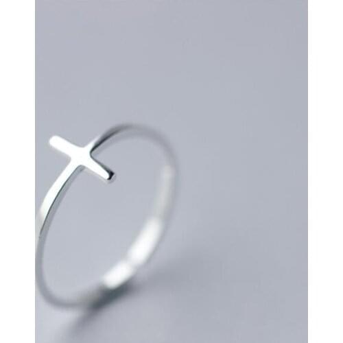 Shuangshuo Silver Plated Rings Jewelry Wedding Gifts Simple Cross Women Rings