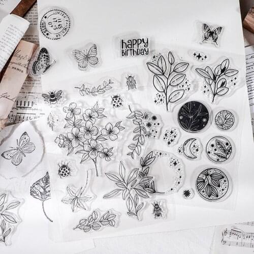 Retro Silicone Transparent Seal Hand Ledger DIY Decorative Material Set English Digital Plant Postmark Seal