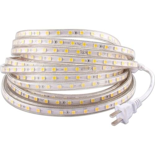 220V LED Strip Light,220V Waterproof IP67 SMD 5050 60leds/m Tape Diode,220 V Volt Led Strip Flexible Lamp Power Plug Living Room